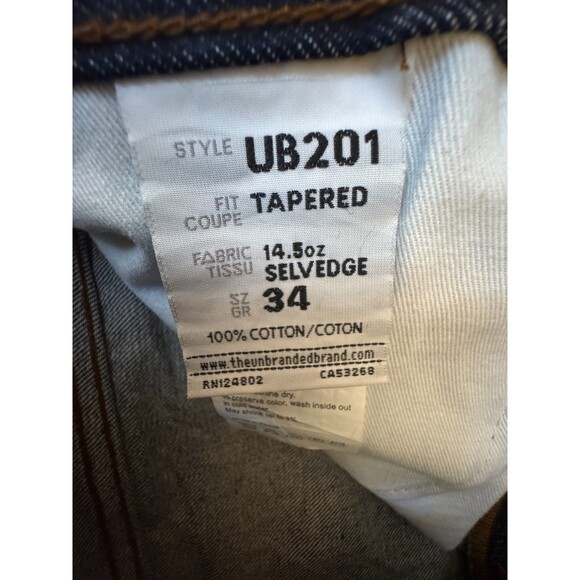 The Unbranded Brand Jeans Mens 32x32 UB301- Straight Fit Raw Selvedge Denim - Picture 4 of 5
